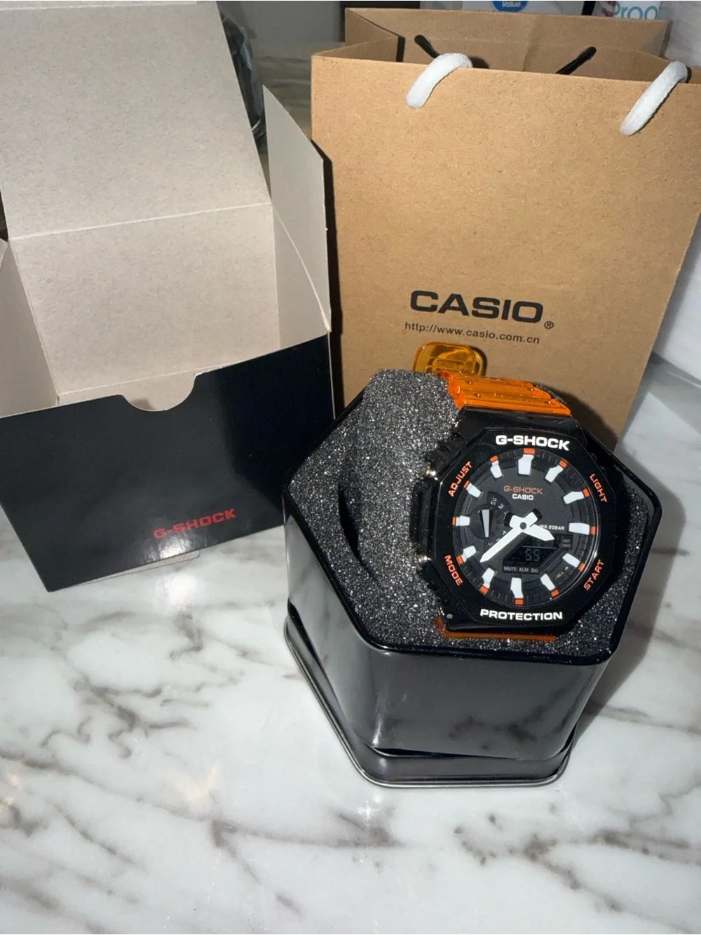 🖤🧡G-Shock Black Watch with Orange Strap🧡🖤